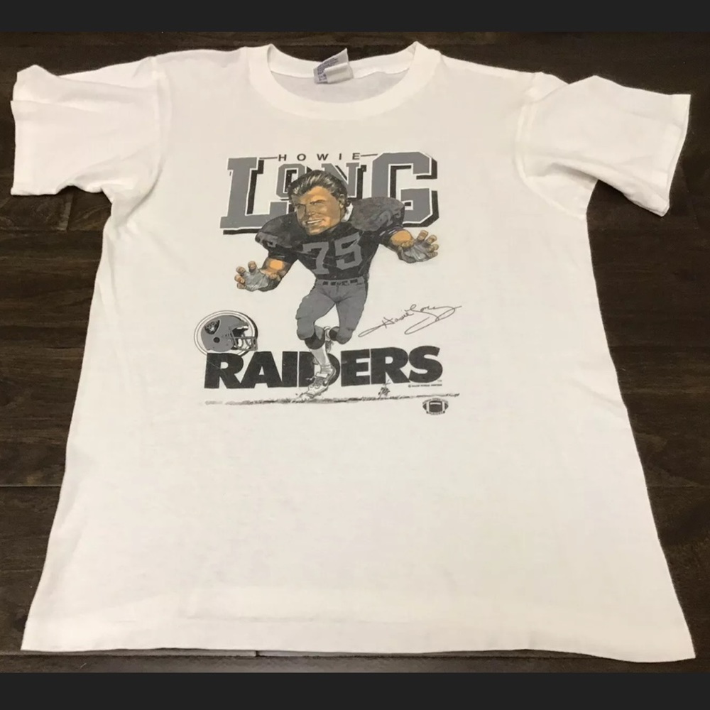 Vtg howie long raiders single stitch shirt Sz M, nfl football #75, 50/50 Cotpoly